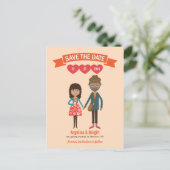 Carte Postale Faire-part Mariage de portrait en couple de dessin illustré (Debout devant)