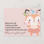 Carte Postale Faire-part Mariage de Renard Mignon Fille Fleur Proposition (Devant)