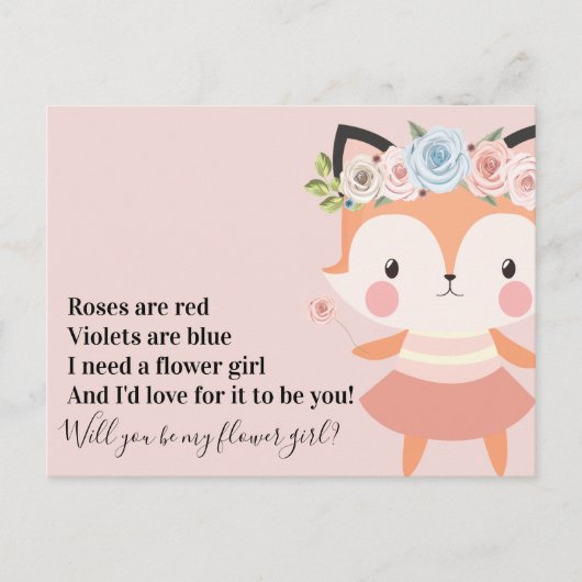 Carte Postale Faire-part Mariage de Renard Mignon Fleuriste Proposition (Devant)