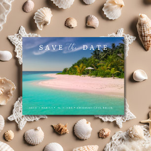 Carte Postale Faire-part Mariage de Rêve sur la Plage, Épargnez la Date