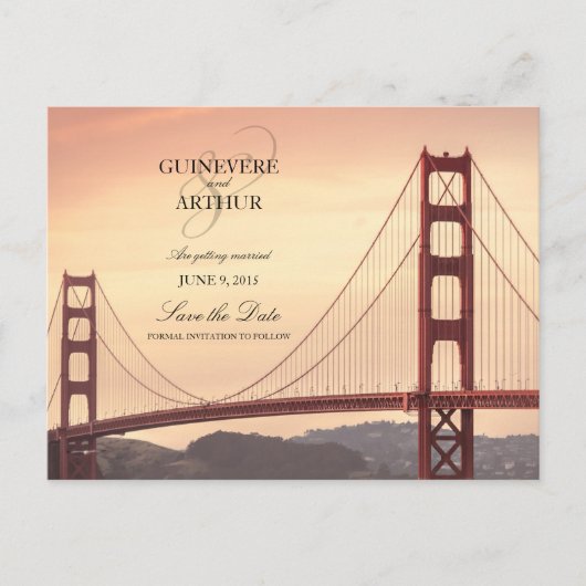 Carte Postale Faire-part Mariage de San Francisco Golden Gate Enregistrer l (Devant)