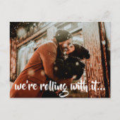 Carte Postale Faire-part Mariage de script blanc moderne photo Enregistrer (Devant)