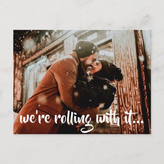 Carte Postale Faire-part Mariage de script blanc moderne photo Enregistrer (Devant)