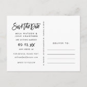 Carte Postale Faire-part Mariage de script brossé moderne photo Enregistrer (Dos)