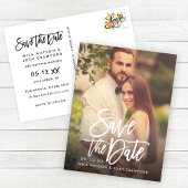 Carte Postale Faire-part Mariage de script brossé moderne photo Enregistrer