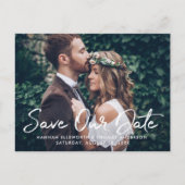 Carte Postale Faire-part Mariage de script brossé moderne photo Enregistrer (Devant)