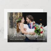 Carte Postale Faire-part Mariage de script chic photo moderne Merci simple (Devant / Derrière)