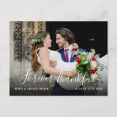 Carte Postale Faire-part Mariage de script chic photo moderne Merci simple (Devant)