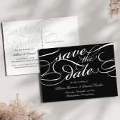 Carte Postale Faire-part Mariage de script classique Enregistrer la date