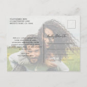 Carte Postale Faire-part Mariage de script moderne et élégant Photo Enregis (Dos)