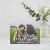 Carte Postale Faire-part Mariage de script moderne et élégant Photo Enregis (Debout devant)