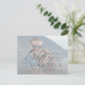 Carte Postale Faire-part Mariage de script moderne photo enregistrer la dat (Debout devant)