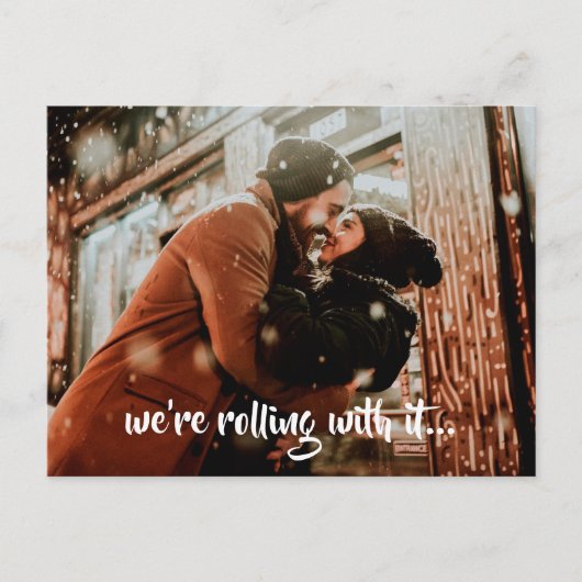 Carte Postale Faire-part Mariage de script moderne Photo Enregistrer la dat (Devant)