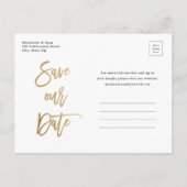 Carte Postale Faire-part Mariage De Script Or Moderne Photo Enregistrer La (Dos)