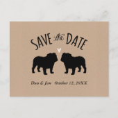 Carte Postale Faire-part Mariage de Silhouettes Bulldog Enregistrer la date (Devant)
