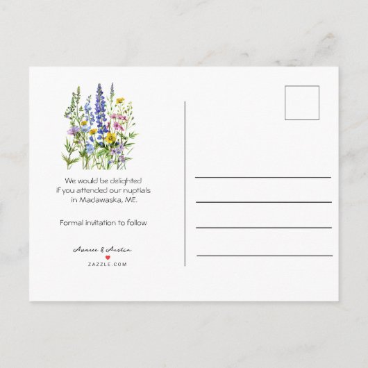 Carte Postale Faire-part Mariage de style calendrier Enregistrer la date ju (Dos)