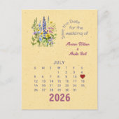 Carte Postale Faire-part Mariage de style calendrier Enregistrer la date ju (Devant)