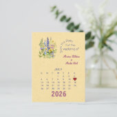 Carte Postale Faire-part Mariage de style calendrier Enregistrer la date ju (Debout devant)