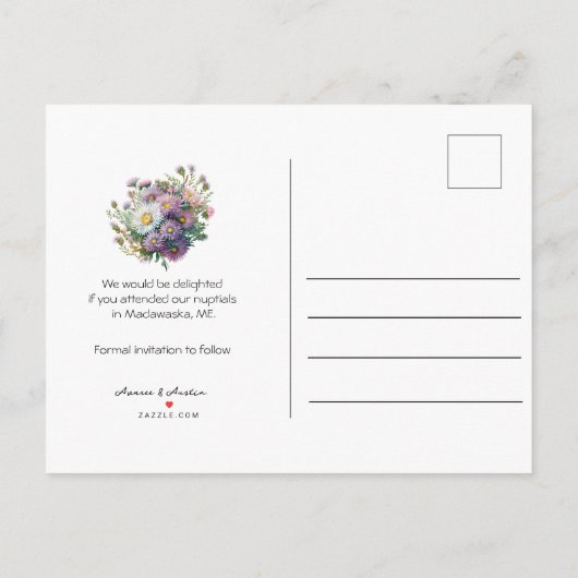 Carte Postale Faire-part Mariage de Style Calendrier Enregistrer la Date Se (Dos)