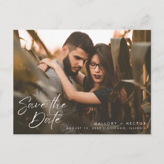 Carte Postale Faire-part Mariage de style photo moderne, Enregistrez la dat (Devant)