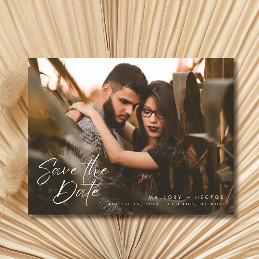 Carte Postale Faire-part Mariage de style photo moderne, Enregistrez la dat