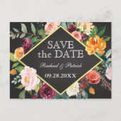 Carte Postale Faire-part Mariage de tableau rouge floral rustique Enregistr (Devant)