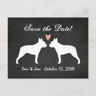 Carte Postale Faire-part Mariage de Terrier de Boston Enregistrer la Date