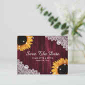 Carte Postale Faire-part Mariage de tournesol en bois de Bourgogne (Debout devant)