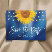 Carte Postale Faire-part Mariage de tournesol rustique bleu marine Enregist