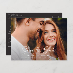 Carte Postale Faire-part Mariage de typographie noire décontracté moderne