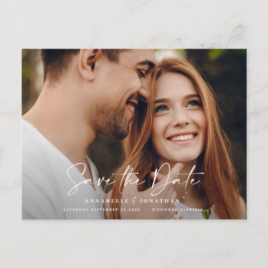 Carte Postale Faire-part Mariage de typographie noire décontracté moderne (Devant)