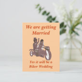 Carte Postale Faire-part Mariage de vélo, Pilote de course, Stationnaire (Debout devant)