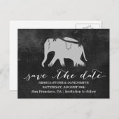 Carte Postale Faire-part Mariage d'éléphant dans la jungle foncée classique (Devant / Derrière)