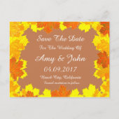Carte Postale Faire-part Mariage des feuilles d'automne sauf la date automn (Devant)