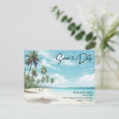 Carte Postale Faire-part Mariage Destination Plage Enregistrer La Date (Debout devant)