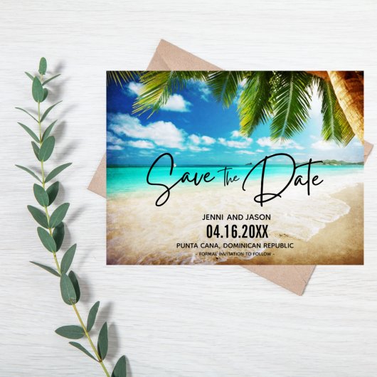 Carte Postale Faire-part Mariage Destination Plage Enregistrer La Date Anno