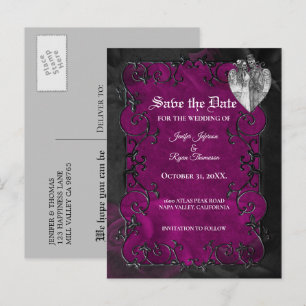 Carte Postale Faire-part Mariage d'halloween gothique enregistrer la date c