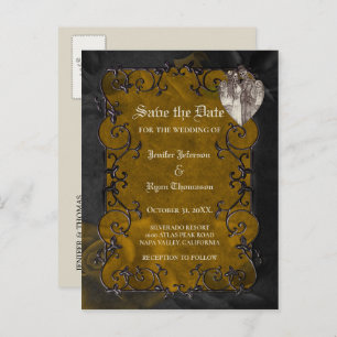 Carte Postale Faire-part Mariage d'halloween gothique enregistrer la date c