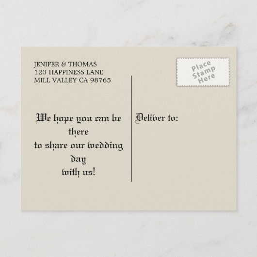 Carte Postale Faire-part Mariage d'halloween gothique enregistrer la date c (Dos)