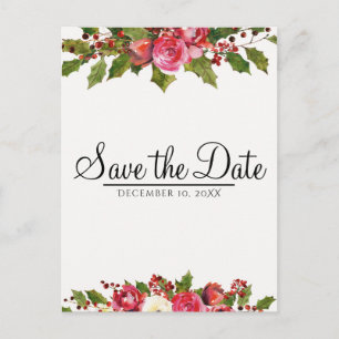 Carte Postale Faire-part Mariage d'hiver de décembre Sauvegarder la date fl