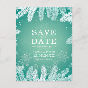 Carte Postale Faire-part Mariage d'hiver élégant - Enregistrez la date