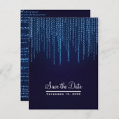 Carte Postale Faire-part Mariage d'hiver Elégant lumière bleue Enregistrer  (Devant / Derrière)