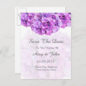 Carte Postale Faire-part Mariage d'hydrangée violette enregistrer la date (Devant / Derrière)