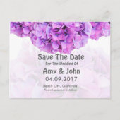 Carte Postale Faire-part Mariage d'hydrangée violette enregistrer la date h (Devant)
