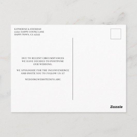 Carte Postale Faire-part Mariage différé de script moderne (Dos)