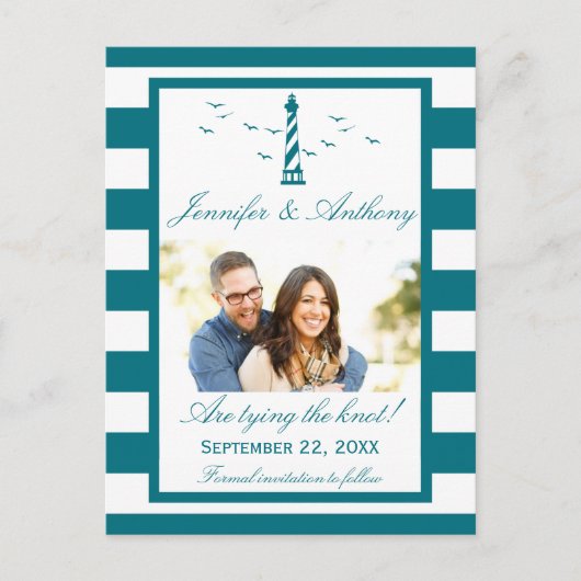 Carte Postale Faire-part Mariage du phare nautique Photo Enregistrer la dat (Devant)
