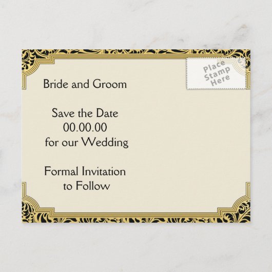 Carte Postale Faire-part Mariage d'un lustre Art déco Enregistrer la date (Dos)