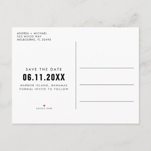 Carte Postale Faire-part Mariage Économisez la Date avec Boissons Gratuites (Dos)