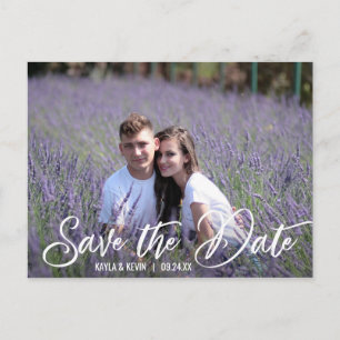 Carte Postale Faire-part Mariage écriture blanche moderne SAVE THE DATE P