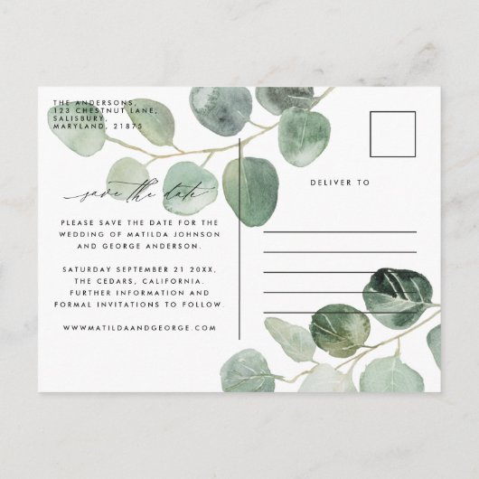 Carte Postale Faire-part Mariage élégant à écriture moderne (Dos)